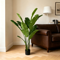 JOLAMIRA Plante Artificielle Bananier du Voyageur, Grande Plante d'Intérieur de Luxe Léger pour Salon, Style Nordique, en PE+Fer, Écologique