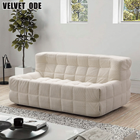 Nouveauté Canapé de luxe en tissu doux de designer - Kashima Grid - Couture en peluche 3 places Chic et élégant pour un salon moderne et lumineux