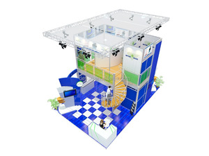China <span class=keywords><strong>de</strong></span> aluminio grande doble cubierta stand con la etapa, feria, portátil cabina <span class=keywords><strong>de</strong></span> seguridad - Product Image 3