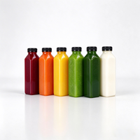 Bouteilles de boisson jetables en PET transparent 8oz 12oz 16oz, bouteilles carrées en plastique pour jus, bar à lait, thé et café