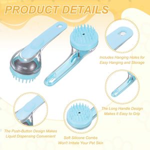Spazzola 2 in 1 in Morbido Silicone TPR per Cani, per <span class=keywords><strong>Shampoo</strong></span> e Bagno, Massaggiante, con Anello per Creare Bolle - Product Image 3