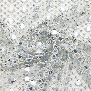 Elastic Mesh Rhinestone Fabric Diamond Shape 16 Facets Stretchable Full Rhinestone <b>Net</b> For Garment Accessories - Product Image 2