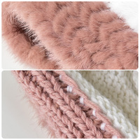 Chapeau tissé en fourrure de vison pour femmes chapeau chaud d'hiver avec pompon en fourrure de renard chapeau de ski de neige