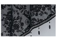 Voilage de rideau fini en dentelle noire, style moderne, tendance transfrontalière, petit rideau décoratif de cuisine en polyester à motif floral