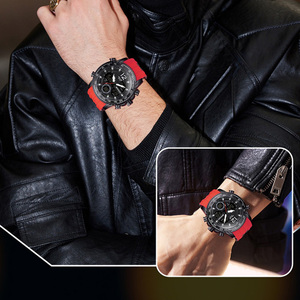 SANDA 6193 Montre à quartz à double affichage pour hommes, mode, affaires, sport, étanche, alarme, montre-bracelet électronique multifonctionnelle - Product Image 4