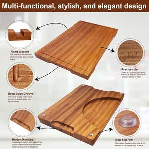 Planche à découper en bois massif écologique, épaisse et robuste, pour la cuisine, surface antidérapante pour la viande et les légumes, en gros - Product Image 5