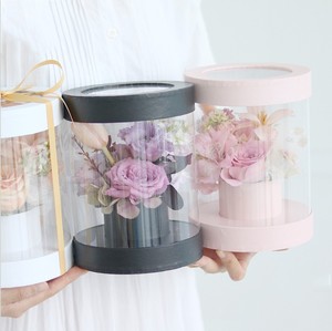 RM New Round Clear Packaging Boxes Floral Boxes FlowerPackaging Paper PVC Bag Gift Storage Box Florist Bouquet Gift Cases Dec