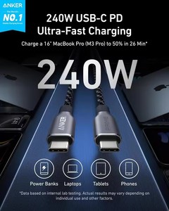 Nuovo Cavo USB C a USB C Anker <span class=keywords><strong>Prime</strong></span>, 240W 6ft Cavo USB C per Ricarica Rapida in Nylon Intrecciato con Durabilità di 100 Anni - Product Image 5