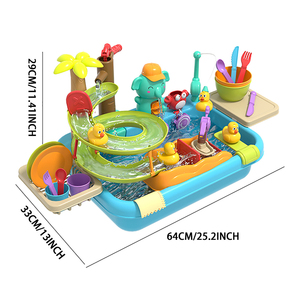 4 Trong 1 Nổi Hồ Bơi Đồ Chơi Trò Chơi Câu Cá Trẻ Em Giả Vờ Chơi Máy Rửa Chén Đặt Khe Cắm Đồ Chơi Nhà Bếp Bộ Đồ Ăn Bồn Rửa Chén Đồ Chơi - Product Image 6