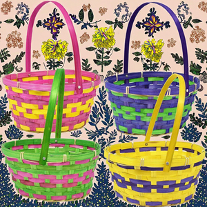 Paniers de rangement en <span class=keywords><strong>bambou</strong></span> tressé écologiques pour Noël et Pâques, petits et grands paniers cadeaux colorés pour œufs, fruits, bonbons - Product Image 5