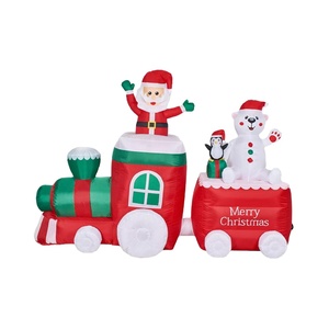 รถไฟเป่าลมรูปเพนกวินสโนว์แมนและซานตาคลอสขนาด7ฟุต - Product Image 1