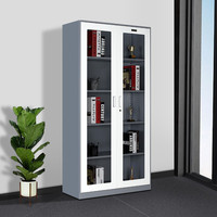 Armoire de classement de bureau moderne en acier réglable avec porte vitrée pour la maison et le bureau