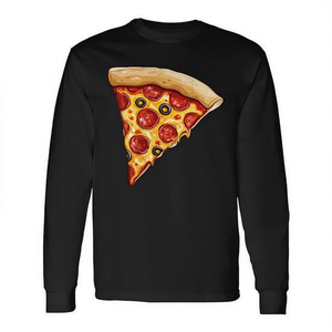 Camiseta de manga larga con diseño minimalista de rebanada de pizza, gráfico de comida, ropa unisex - Product Image 2
