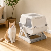 Bac à litière pour chat à nettoyage automatique, grand modèle, fermé, avec système de tamisage, en PP, carré, pour usage domestique