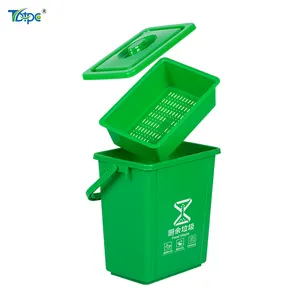 Mini cubo de plástico para interior, para encimera de cocina, verde, con filtro