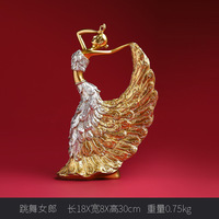 Élégante figurine en résine Danseuse Païquée, sculpture de plumes dorées et argentées, statue de luxe moderne, décoration de table pour la maison et le bureau, cadeau