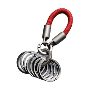 Porte-clés mousqueton en cuir PU coloré personnalisé, petit, en métal, avec plusieurs anneaux et boucle à ressort - Product Image 4