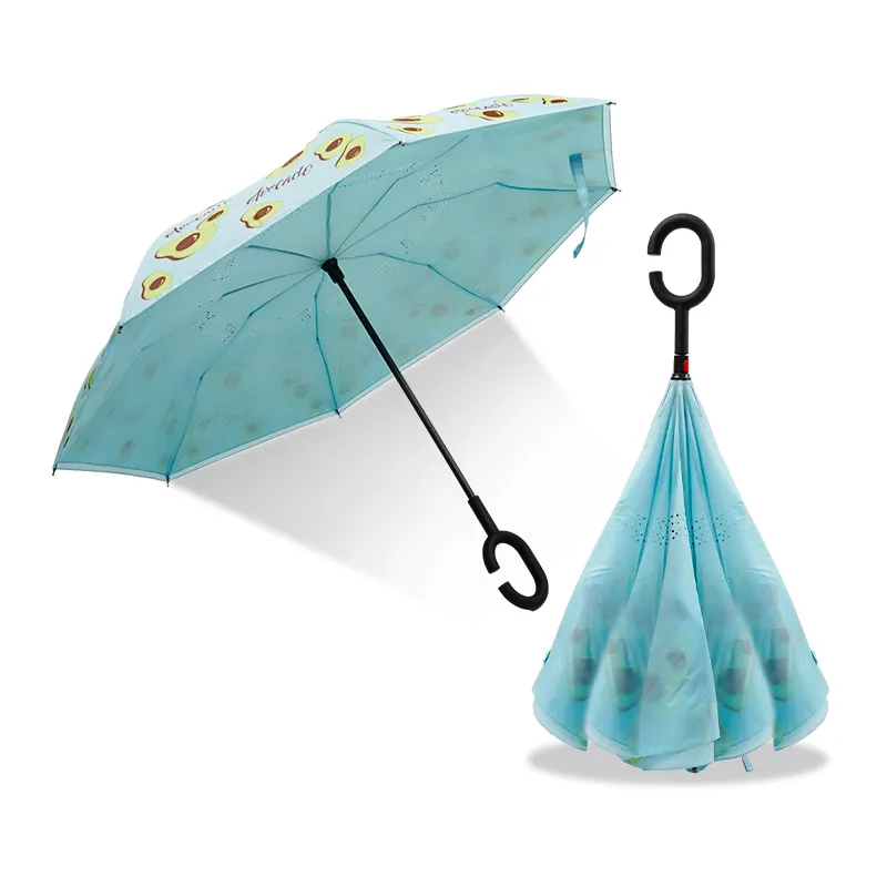 C 핸들 편리한 좋은 품질의 독특한 디자인 스트레이트 우산 비즈니스 선물을 위해 사용자 정의