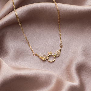 Woying Design In Metallo Little Wing Ragazze <span class=keywords><strong>Collana</strong></span> Femminile di Cristallo di Angelo Dell'anello del Cerchio <span class=keywords><strong>Collana</strong></span> A Catena In Oro - Product Image 3