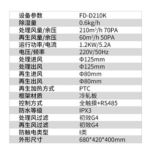 Fd-D210k Industrial <b>Dehumidifier</b> 0.6kg H 220v 680x420x400mm Ptc Heating For Basement Warehouse - Product Image 1