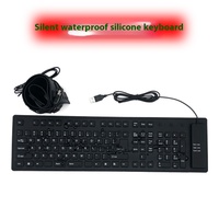 Keyboard lipat silikon 109 kunci, ultra-tipis, operasi membran kabel USB, desain senyap tahan air untuk komputer PC & Laptop