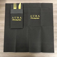 Serviettes Airlaid noires de qualité supérieure avec poche à couverts Linge de table jetable texturé pour banquets et traiteur en vrac personnalisable