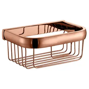 Розовое золото настенное крепление корзина для ванной комнаты хранение Ванна душевая полка