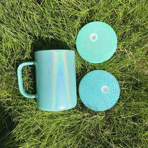 แก้วกาแฟแบบมีฝาพลาสติก PP ขนาด 17 ออนซ์ สีสันสดใส ประกายวิบวับ สำหรับงานซับลิเมชั่น - Product Image 4