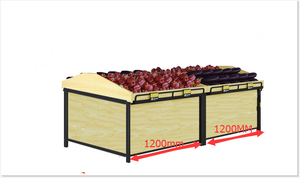 <span class=keywords><strong>Estante</strong></span> de metal y <span class=keywords><strong>madera</strong></span> para verduras de supermercado - Product Image 3