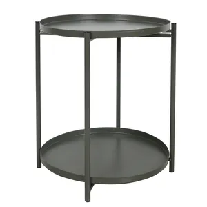 Lussuoso <span class=keywords><strong>tavolino</strong></span> rotondo a doppio strato <span class=keywords><strong>tavolino</strong></span> in metallo staccabile per soggiorno <span class=keywords><strong>tavolino</strong></span> moderno - Product Image 1