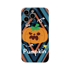 Custodia per telefono Halloween con simpatica zucca arrabbiata, rigida, antiurto, con strisce geometriche retrò, per iPhone 16 15 14 Pro Max - Product Image 5