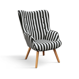 Fauteuil Umbertino avec repose-pieds, tissu rayé, pieds en bois, ensemble de fauteuils inclinables d'intérieur - Product Image 2