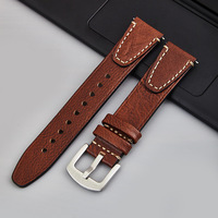 Bracelet de montre vintage en cuir pleine fleur tanné végétal, boucle ardillon classique, bracelet de montre en cuir véritable, style fait main, OEM
