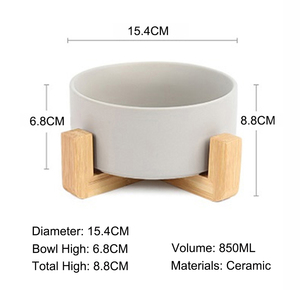 Wholesale Custom Eco-Friendly Matted Elevated <strong>Dog</strong> <strong>Bowl</strong> Non Slip Ceramic with Wooden Stand for Small Animals - Product Image 2