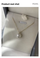 Pendentif en perle Edison de 9 à 13 mm, lustre métallique rond, collier en perle d'eau douce blanche de haute qualité, style reine des neiges, bijoux fins