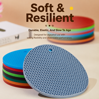 Sous-verres ronds classiques en silicone YMS, résistants à la chaleur, sans BPA, antidérapants, 17,5 cm de diamètre, réutilisables, pour cuisine