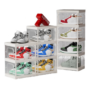 Transparent Shoe <b>Box</b> With Side Opening Foldable Stackable Storage Organizer For Bedroom Living Room Sneaker Cabinet <b>Pet</b> - Product Image 3
