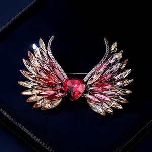Broche de Cristal con Forma de Corazón y Alas de Ángel, Chapado en Oro Rosa, Joyería de Moda para Mujer, Accesorio de Regalo para Boda o Compromiso - Product Image 3
