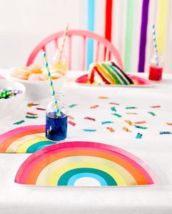 Factory Direct OEM Disposable Rainbow Paper <b>Plates</b> Party Supplies Rainbow Die-Cut <b>Plates</b> 10 X 5.5 Inches for Party Decorations - Product Image 1
