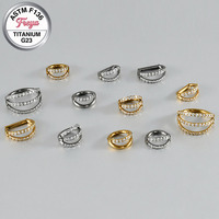 Freya Double Open Stack CZ Nez Anneau Hoop G23 Titanium Hinged Helix Rook Conch Cartilage Daith Tragus Boucles D'oreilles pour Femmes Hommes