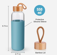 Bouteilles d'eau en verre de 18 oz pour la maison, gobelets en verre personnalisés avec logo, tasses à boire pour les fêtes, bouteilles en verre avec couvercles en bambou