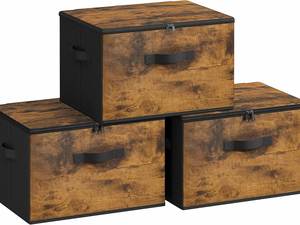 For Foldable Collapsible Clothing Organizer Set of 3 Non-Woven Fabric 10-20L Capacity Rustic Brown RYZ103B01 - Product Image 1