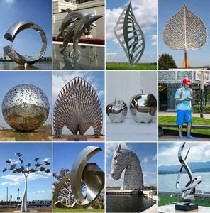 Sculpture en boule d'acier inoxydable <span class=keywords><strong>de</strong></span> paysage extérieur personnalisé - Product Image 5