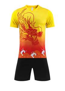 Confortável de secagem rápida respirável adulto esportes terno fábrica camuflagem dragão barco futebol terno moda impressão - Product Image 4