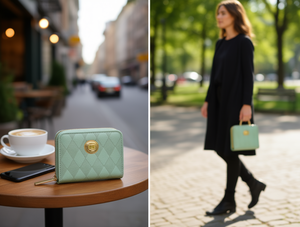 Portafoglio da donna con chiusura a cerniera piccola, in microfibra, pelle sintetica, antifurto, stile minimalista, per tutte le stagioni - Product Image 2