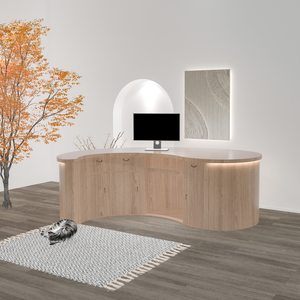 Thiết kế sáng tạo bàn tiếp tân cong quầy thanh gỗ rắn quầy thanh toán cho cửa hàng quần áo văn phòng Thẩm mỹ viện - Product Image 6