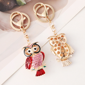 سلسلة مفاتيح ثلاثية الأبعاد للبومة من حجر الراين زينة رائعة عصرية كرتونية على شكل حيوان شعبية سلسلة مفاتيح مجوهرات رائجة - Product Image 3