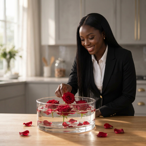 Jarrón de Vidrio Cilíndrico Bajo Hecho a Mano para Rosas Rojas Flotantes - Jarrón Redondo Pequeño de Lados Rectos para Mesa con Diseño Minimalista - Product Image 6