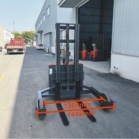 Chariot élévateur à palettes électrique hydraulique tout-terrain JG 2t, largeur de fourche réglable, transpalette à étriers pour terrains accidentés