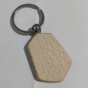 Gantungan kunci kayu kosong ukiran kayu, gantungan kunci kayu polos belum selesai untuk hadiah promosi kerajinan DIY - Product Image 5